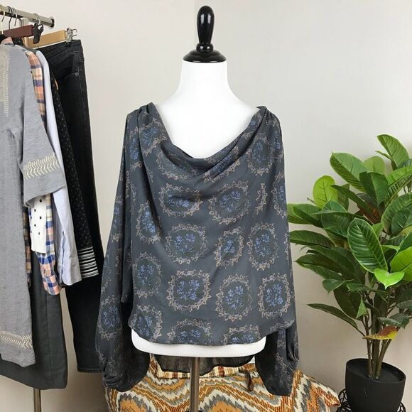 Free people boho printed balloon sleeve top - Picture 2 of 8